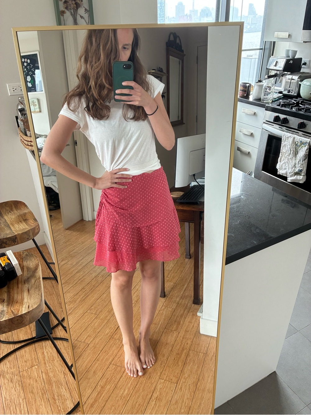 Atmosphere Pink Polka Dot Layered Mini Skirt